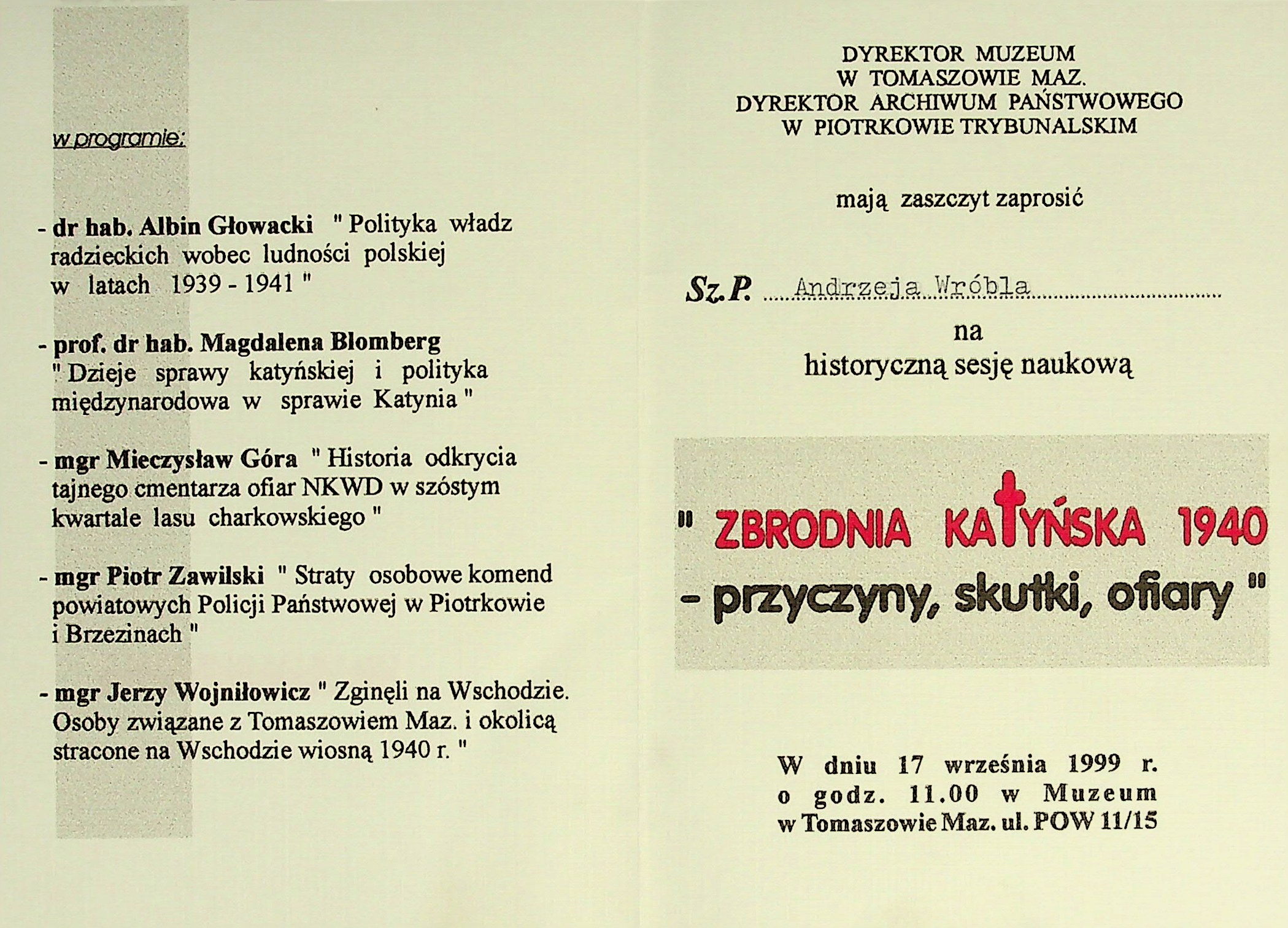 Program sesji naukowej